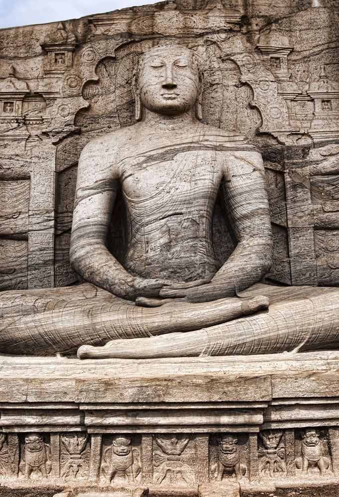 Seated stone Buddha at the Gal Vihara, Polonnaruwa